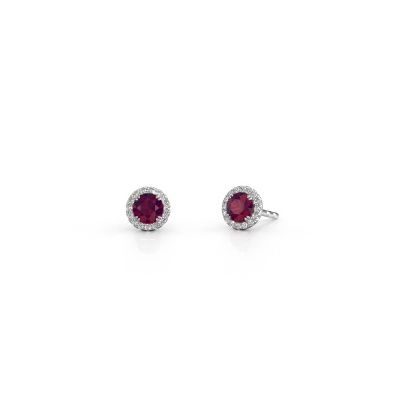 Earrings Seline rnd 950 platinum rhodolite 4 mm