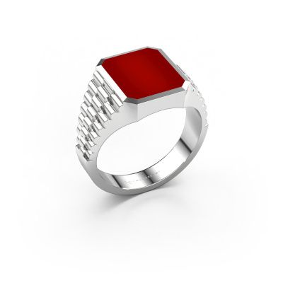 Signet ring Brent 2 585 white gold carnelian 12x10 mm