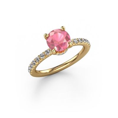 Engagement ring Crystal rnd 4 585 gold tourmaline pink 7 mm