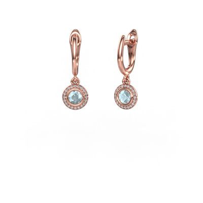 Pendants d'oreilles Noud RND 585 or rose aigue-marine 4 mm