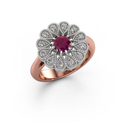 Engagement ring Kaat 585 rose gold rhodolite 5 mm