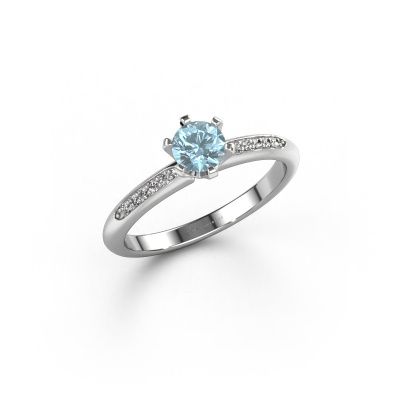 Engagement ring Tiffy 2 585 white gold blue lab grown diamond 4.7 mm