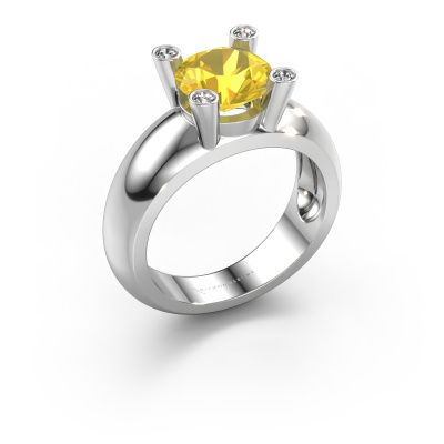 Ring Tamara RND 585 white gold yellow sapphire 8 mm