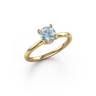 Engagement ring Crystal RND 3 585 gold blue lab grown diamond 5.5 mm