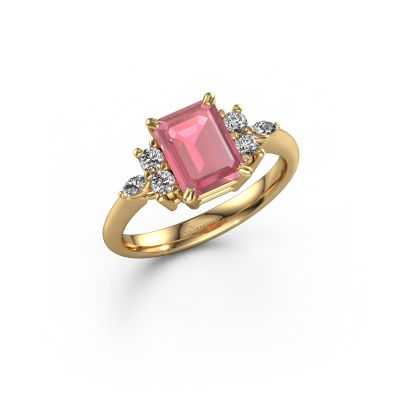 Ring Sade 585 Gold Turmalin rosa 8x6 mm