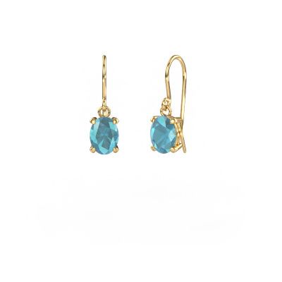 Drop earrings Laurie OVL 1 585 gold blue topaz 8x6 mm