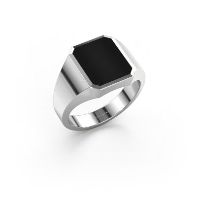 Signet ring Lars 2 585 white gold onyx 12x10 mm