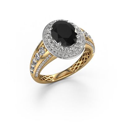 Bague de fiançailles Nancie 585 or jaune diamant noir 3.25 crt