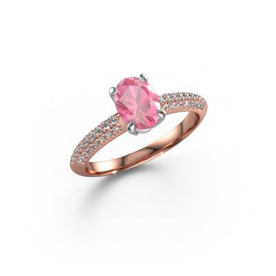 Engagement ring Morane OVL 585 rose gold pink sapphire 7,5x5,5 mm