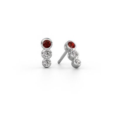 Boucles d'oreilles Felica 585 or blanc grenat 2.7 mm