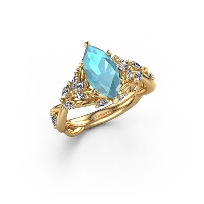 Engagement ring Samantha MRQ 585 gold blue topaz 11x5.5 mm