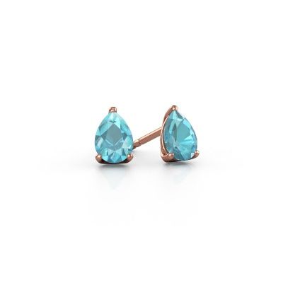 Clous d'oreilles Sam PER 585 or rose topaze bleue 7x5 mm