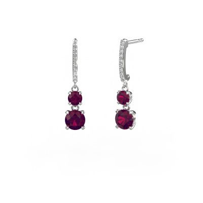 Drop earrings Tanja 2 585 white gold rhodolite 4.2 mm