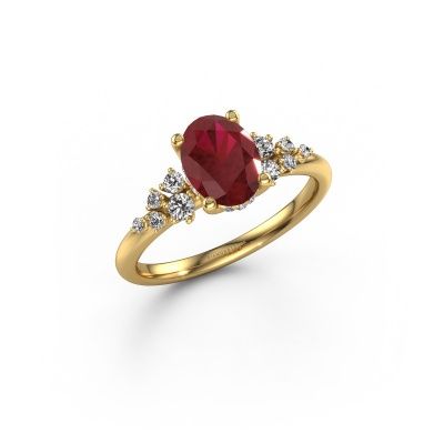 Engagement ring Emma OVL 585 gold ruby 8x6 mm