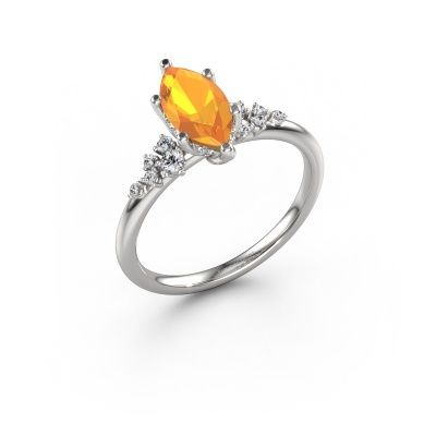 Bague de fiançailles Emma MRQ 950 platine citrine 10x5 mm