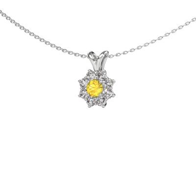 Pendant Carolyn 585 white gold yellow sapphire 4 mm