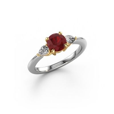 Engagement ring Chanou RND 585 white gold ruby 6 mm