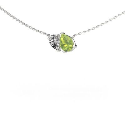 Pendant Toi et Moi PER PER 585 white gold peridot 8x6 mm