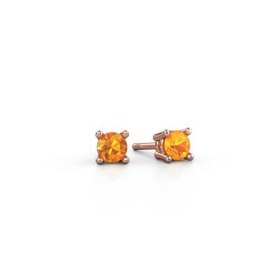 Clous d'oreilles Jannette 585 or rose citrine 4 mm