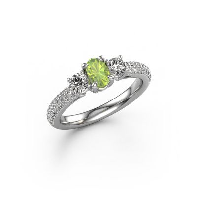 Engagement ring Marielle OVL 950 platinum peridot 6.5x4.5 mm