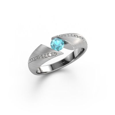 Engagement ring Hojalien 2 585 white gold blue topaz 4.2 mm