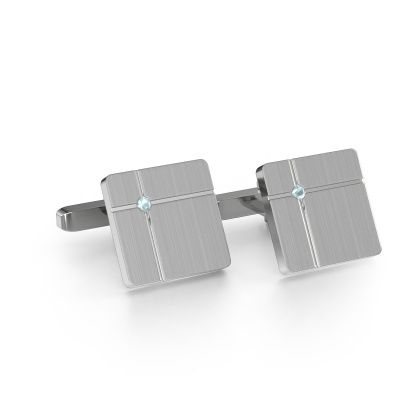 Cufflinks Hilco 585 white gold aquamarine 2 mm