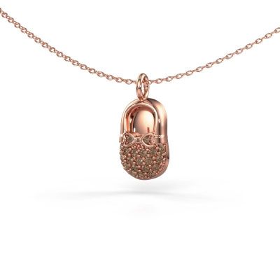 Hanger Babyshoe 585 rosé goud bruine diamant 0.193 crt