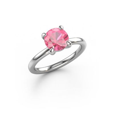 Verlovingsring Simone RND 1 585 witgoud roze saffier 7.3 mm