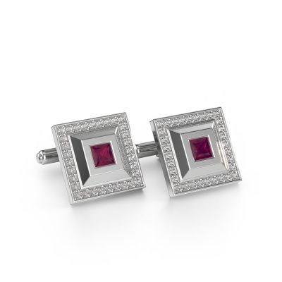 Cufflinks Joris 585 white gold rhodolite 4 mm