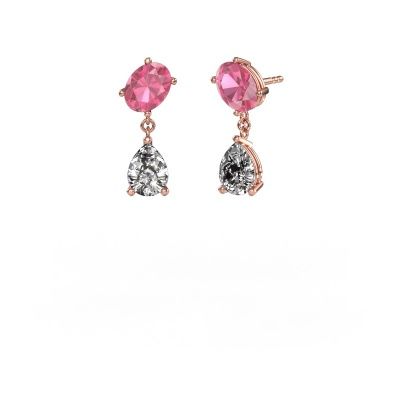 Earrings Toi et Moi OVL-PER 585 rose gold pink sapphire 8x6 mm