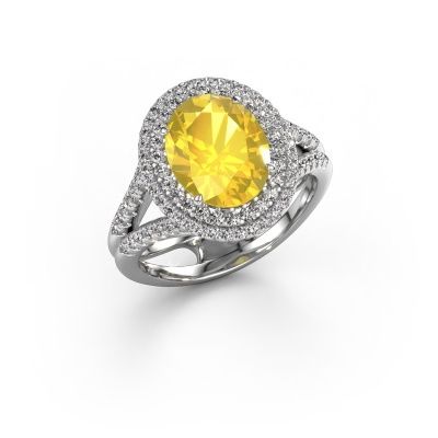 Engagement ring Elvie 950 platinum yellow sapphire 10x8 mm