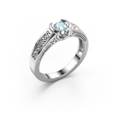 Engagement ring Elena 585 white gold aquamarine 4 mm