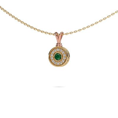 Pendant Roos 585 rose gold emerald 3 mm