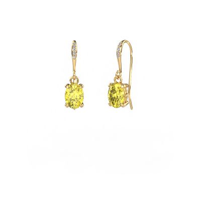 Drop earrings Laurie OVL 2 585 gold yellow lab grown diamond 7x5 mm