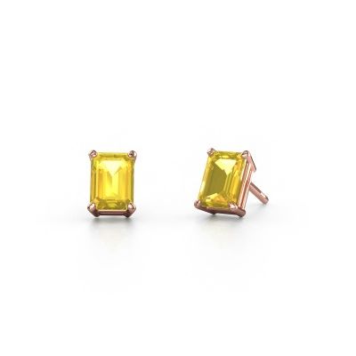 Clous d'oreilles Sam EME 585 or rose saphir jaune 7x5 mm