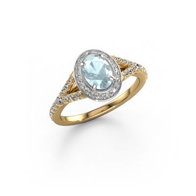 Engagement ring Pamela OVL 585 gold aquamarine 7x5 mm