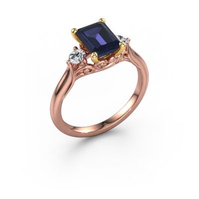 Verlobungsring Laurian EME 585 Roségold Saphir 8x6 mm