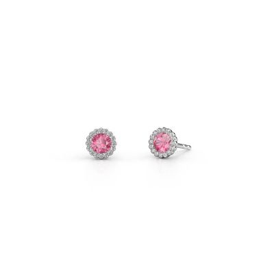 Boucles d'oreilles Queen 950 platine saphir rose 4.2 mm