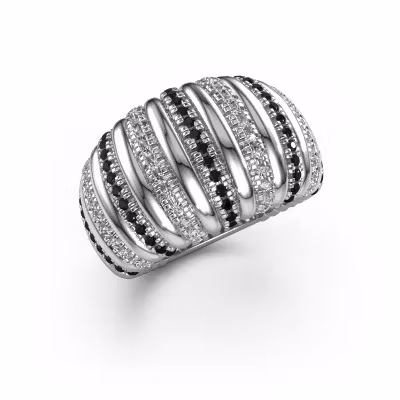 Ring Dawn 14 mm 950 platinum black diamond 0.734 crt