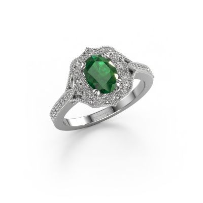 Engagement ring Loni 950 platinum emerald 7,5x5,5 mm