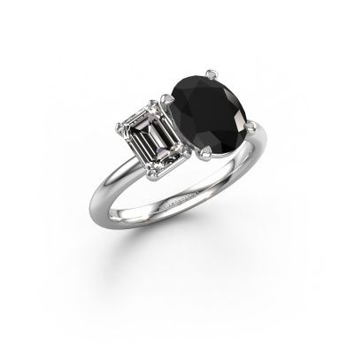 Engagement ring Toi et Moi OVL-EME 585 white gold black diamond 3.06 crt