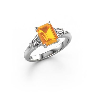 Bague de fiançailles Kina EME 950 platine citrine 8x6 mm