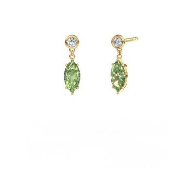 Drop earrings Lacey MRQ 585 gold green lab grown diamond 10x5 mm