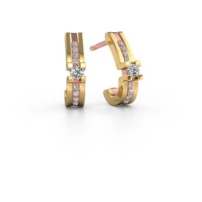 Boucles d'oreilles Myrthe 585 or rose diamant synthétique 0.20 crt