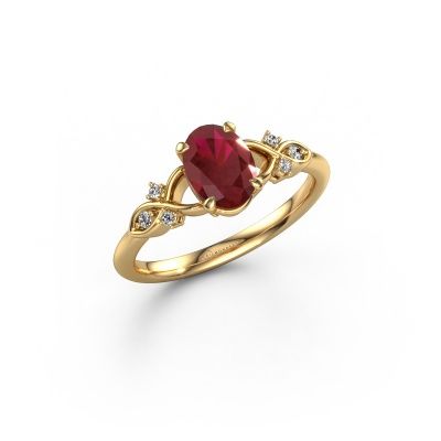 Engagement ring Azra OVL 585 gold ruby 8x6 mm