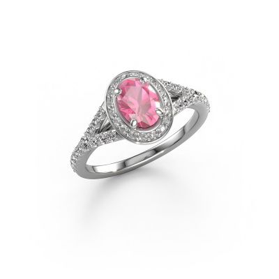 Verlobungsring Pamela OVL 585 Weißgold Pink Saphir 7x5 mm