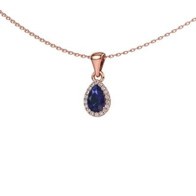 Pendant Seline per 585 rose gold sapphire 6x4 mm