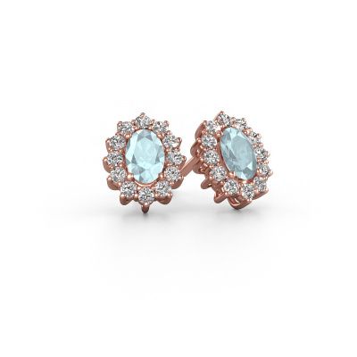Boucles d'oreilles Margien 585 or rose aigue-marine 6x4 mm