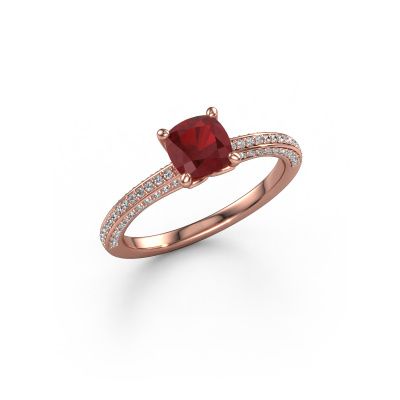 Engagement ring Elenore cus 585 rose gold ruby 5.5 mm