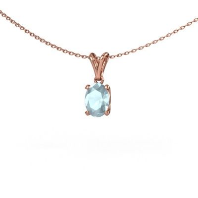 Hanger Sam OVL 585 rosé goud aquamarijn 8x6 mm